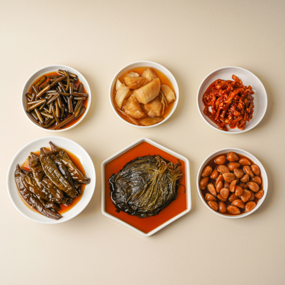 Farm-to-Table Cheongyanggol Jangajji (Pickled Vegetables) - Chili, Onion, Garlic, Perilla Leaves, Dried Radish, Cucumber, Bangpung-namul, Butterbur, Side Dishes