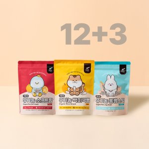 12+3 유기농쌀과자 떡뻥 롱뻥스틱 소프트팡 12개 세트 아기간식