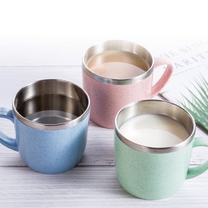 물컵 스텐컵 스테인레스 이중 컵 220ml 3color