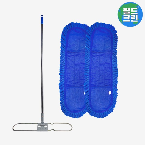월드크린 리스킹 걸레 판자루 세트 극세사 마포 밀대 대 걸레 60cm 2p