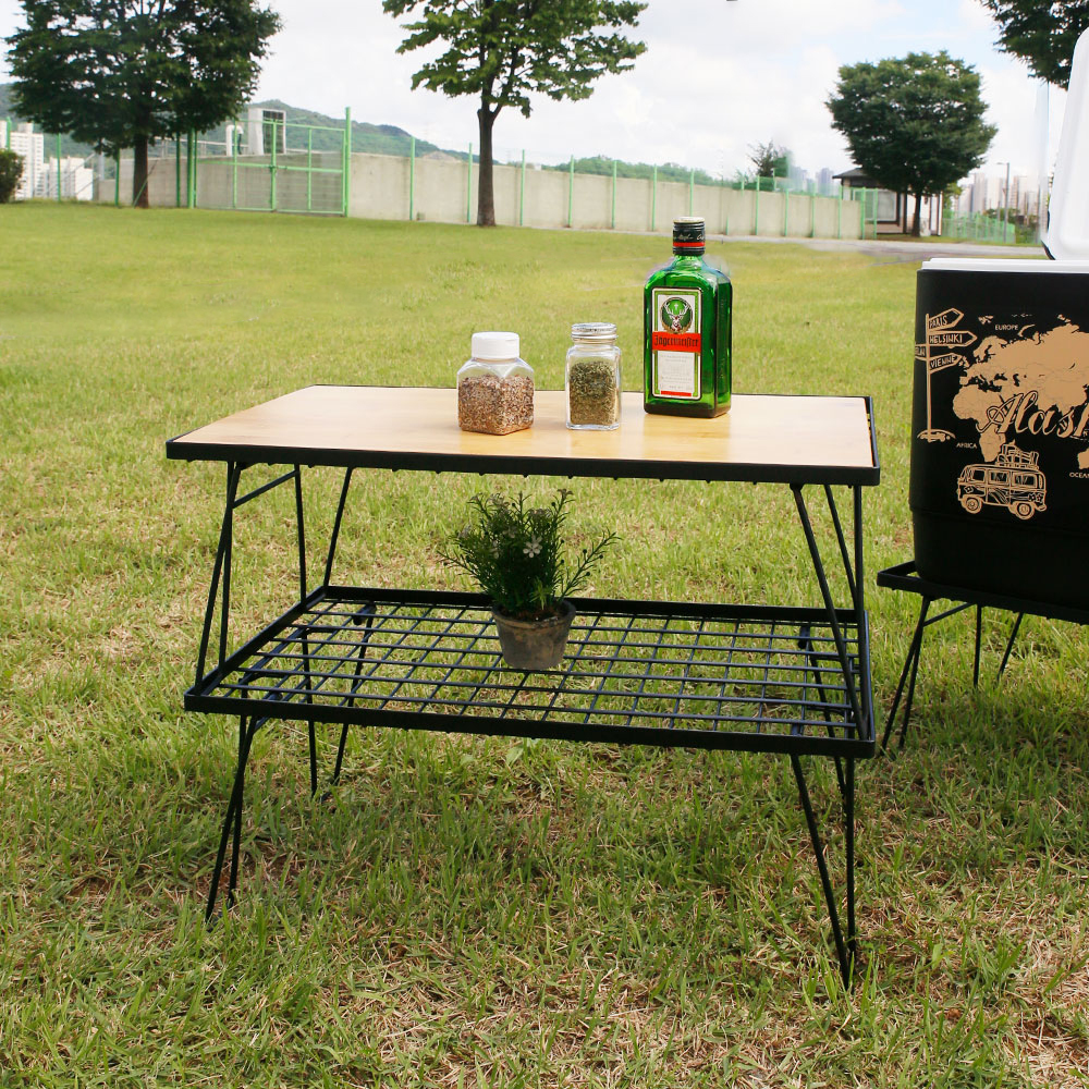 쿨러스탠드 블랙 아이스박스 거치대 쿨러받침대 캠핑선반