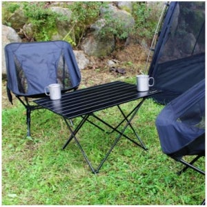 아베나키 초경량 알루미늄 롤테이블 - 와이드 블랙 폴딩테이블