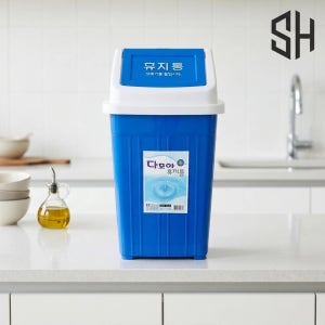 다모아 사각 휴지통 파란 업소용 대형 쓰레기통 학교 세트 4호 20L, 1개