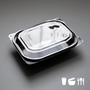 D004 반찬 샐러드용기 블랙 600세트(몸통 검정, 뚜껑 투명) GD