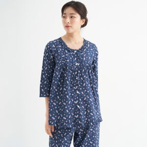 네이비샤론 7부 순면 빅사이즈 여성 잠옷 파자마 세트