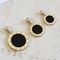 14K 18K 써클 오닉스 코인 펜던트 메달 목걸이(12mm,14mm,20mm,23mm)