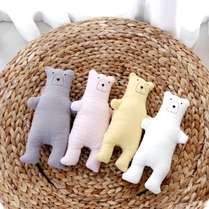 꿈두부 거즈 곰 동물 4color 봉제 인형 선물 8세이상 이용가