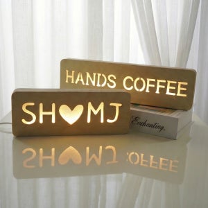 레터링 원목LED 무드등 [조명 인테리어 미니간판 원하는문구 글자] (아답터)