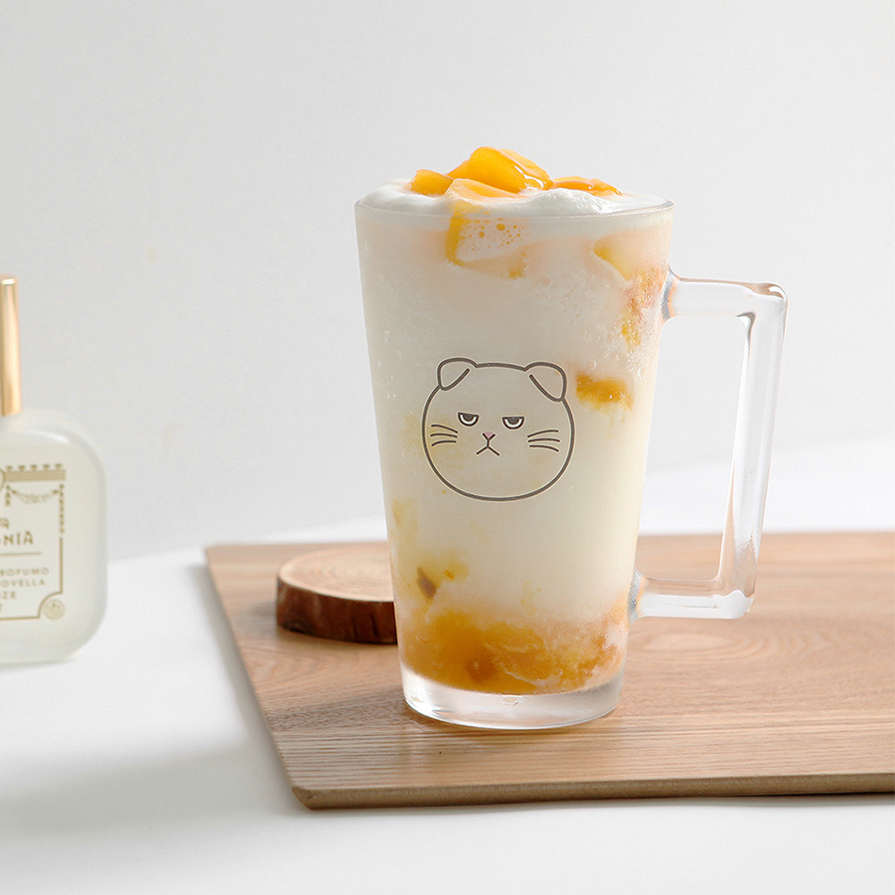 홈카페 퓨어 손잡이 아이스아메리카노잔 아이스라떼잔 유리컵 475ml