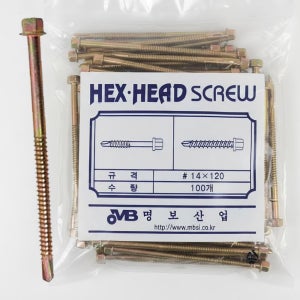 육각직결피스 스크류볼트 판넬 양날 나사 14X120 100개