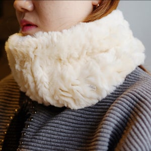 아이보리 렉스퍼 토끼털 방한 목링워머 목토시