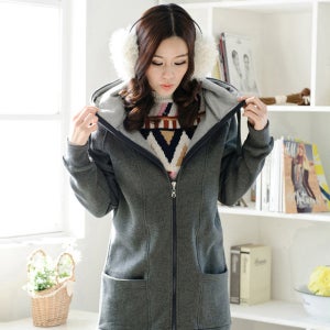 기모 일자포켓집업 /여성 빅사이즈 후드집업 단색 초겨울 77-99 L-3XL
