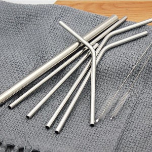 스텐 빨대 세척솔 포함 4P 1세트 일자빨대 스트로우 26cm