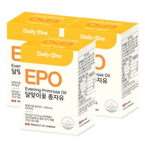 데일리원 EPO 달맞이꽃 종자유 감마리놀렌산 월경전 PMS 여성 영양제 60캡슐, 3개