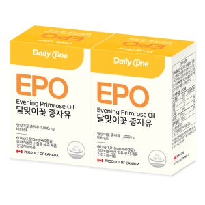 데일리원 EPO 달맞이꽃 종자유 감마리놀렌산 월경전 PMS 여성 영양제 60캡슐, 2개