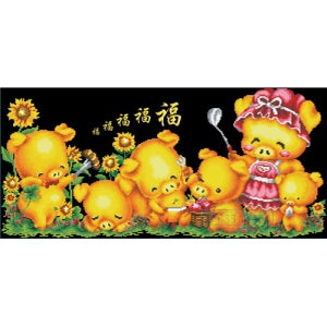 H5D-B1188-황금복돼지(부분수) 보석십자수(액자 별도 제작구매)