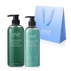 헤어플러스 오프레시 건성 두피 안티에이징 각질케어 쿨샴푸 헤어팩 선물세트 (탈모완화기능성)