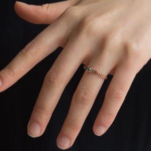 14K 러프 다이아몬드 체인 반지