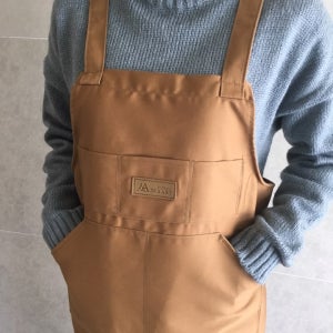 [자체제작-추가할인] 미술용 롱 앞치마 -골드브라운 (황토색)