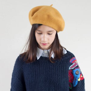 울 베레모 여성 빵모자