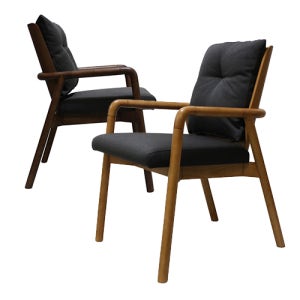 인블루 무소체어 패브릭 우드 목재 카페의자