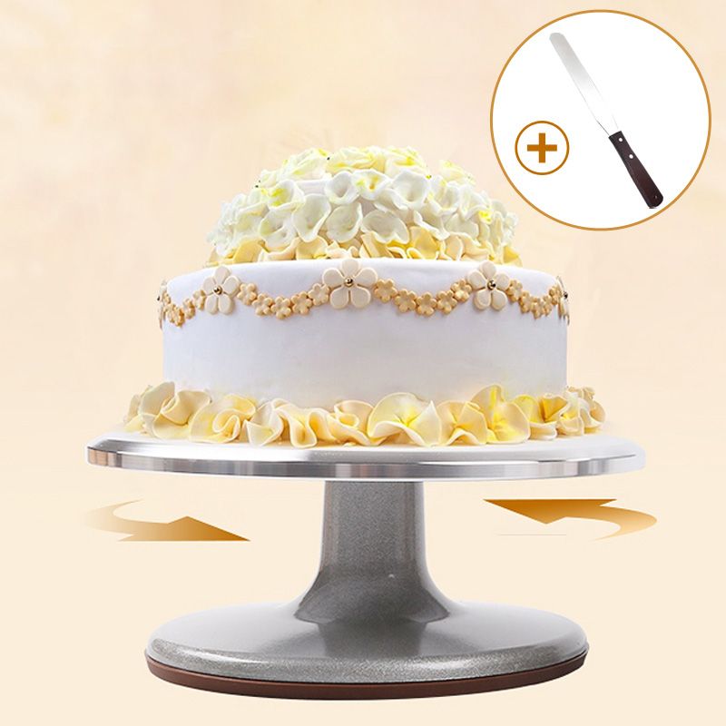 기능장용 케이크 돌림판 주물 알루미늄합금 케익 회전판 12인치 고중량 2kg 전문가용 스패튤러 세트