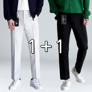 1+1 남자 슬랙스 빅사이즈 링클프리 테이퍼드핏 9부 10부 정장 바지
