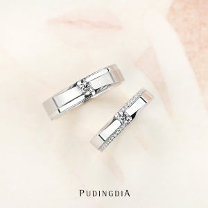 (비엘) 천연 1부 다이아몬드 커플링 결혼반지 웨딩밴드 심플한 디자인 (남+여 세트)