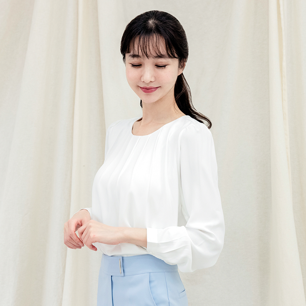여성블라우스 정장블라우스 면접 민소매나시 흰색 쉬폰 라운드 빅사이즈