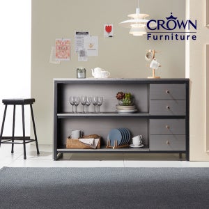 크라운퍼니쳐 파티바 메탈그레이 수납 아일랜드식탁 홈바테이블 A타입 900