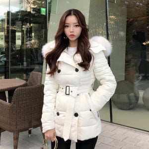 탈부착 리얼폭스퍼 후드 벨트 오리털 패딩