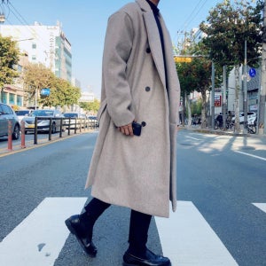 벨트 로브가운 울 롱패딩코트 베이지