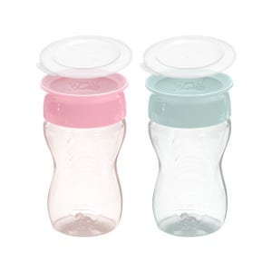 와우컵 어린이집 트라이탄 빨대컵 296ml 흘림방지 자기주도컵 아기컵 2개 등원 세트