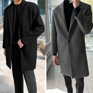 남자코트 가을 겨울 가성비 하프 울 싱글 오버핏 코트 롱 더블 빅사이즈 정장코트