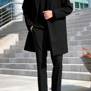 남자코트 가을 겨울 가성비 하프 울 싱글 오버핏 코트 롱 더블 빅사이즈 정장코트