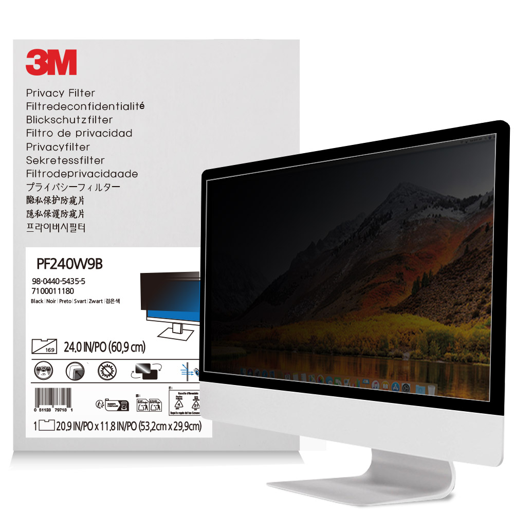 3M 정보 보안 필름 모니터 24형 16:9 비율 PF240W9B 블루라이트 차단 시력 보호 필름