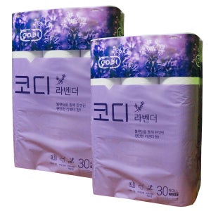 코디 라벤더 3겹 30롤 두루마리 휴지 2개(60롤)