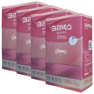 크리넥스 실크소프트 각티슈 250매 3입x4개