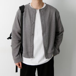 리메 얇은 남자여름가디건 오버핏 남자 크롭 가디건 얇은 봄 남자 라운드 가디건 코디 니트