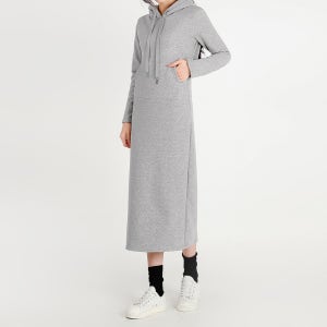 후드 밍크퍼 겨울 원피스_F0428