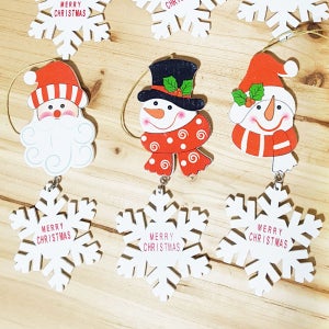 눈송이 눈사람 산타 오너먼트 6P 레드 1박스