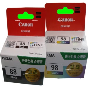 캐논 복합기 PIXMA E500 E510 정품 검정 컬러 잉크 카트리지 PG88 CL98 세트/구매