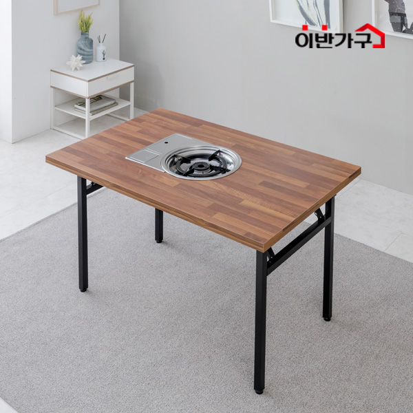 가정용 업소용 고기 불판테이블 1200x750 멀바우 높은다리(블랙) 식탁 이반가구