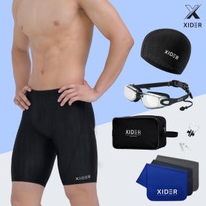 자이더 남자실내수영복세트 5부 7종 프리미엄 수영모자 수경 수영가방 귀마개 코클립 스포츠타올 S901