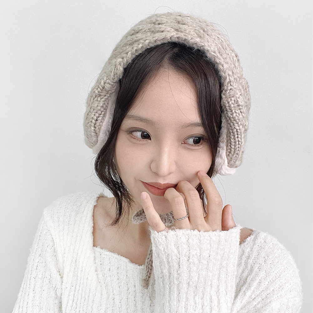 허니콤보 니트 귀도리 남자 여자 겨울 방한 털 귀마개