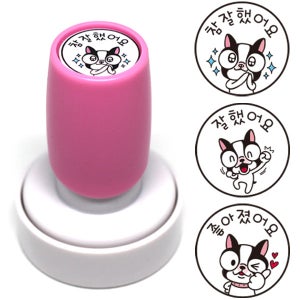 [만년스탬프] 귀여운캐릭터 참잘했어요 칭찬스탬프(지름 2.5cm)