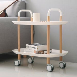 마일드 이동식 트롤리 수납함 틈새 원목 2단 모던하우스 주방 거실 카트