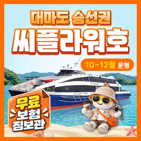 대마도 배편 씨플라워 왕복승선권 예약 대아고속 이즈하라 히타카츠 씨플라워호 버스투어