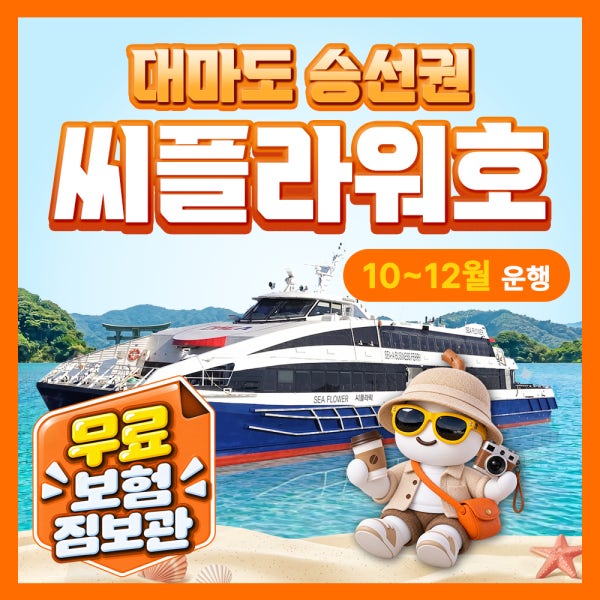 대마도 배편 씨플라워 왕복승선권 예약 대아고속 이즈하라 히타카츠 씨플라워호 버스투어