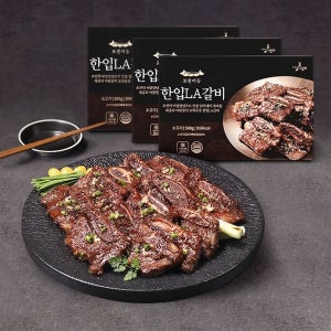 푸드장 포천이동 한입 양념 LA 소 갈비 500g x 3팩 반찬 캠핑 구이